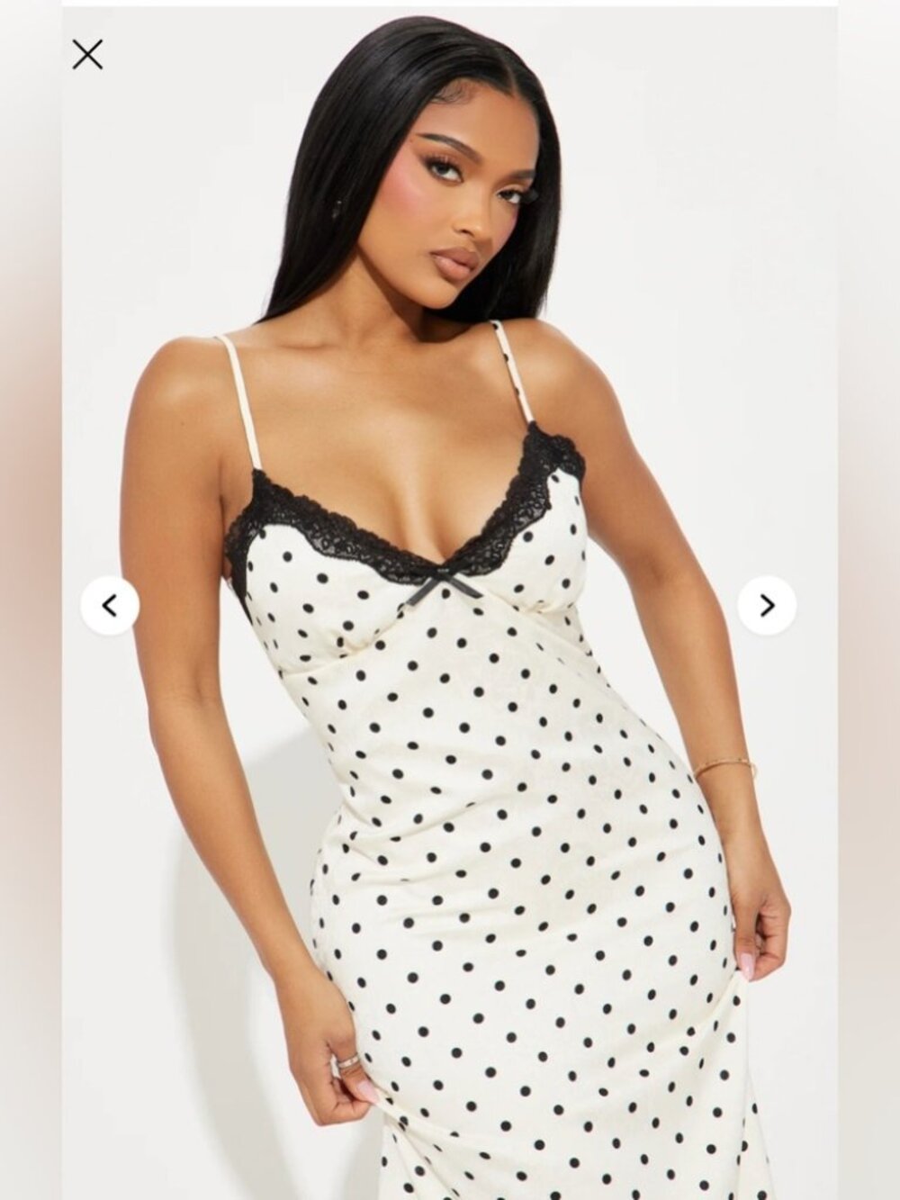 Elegant White and Black Polka Dot Dress Fashion Nova L